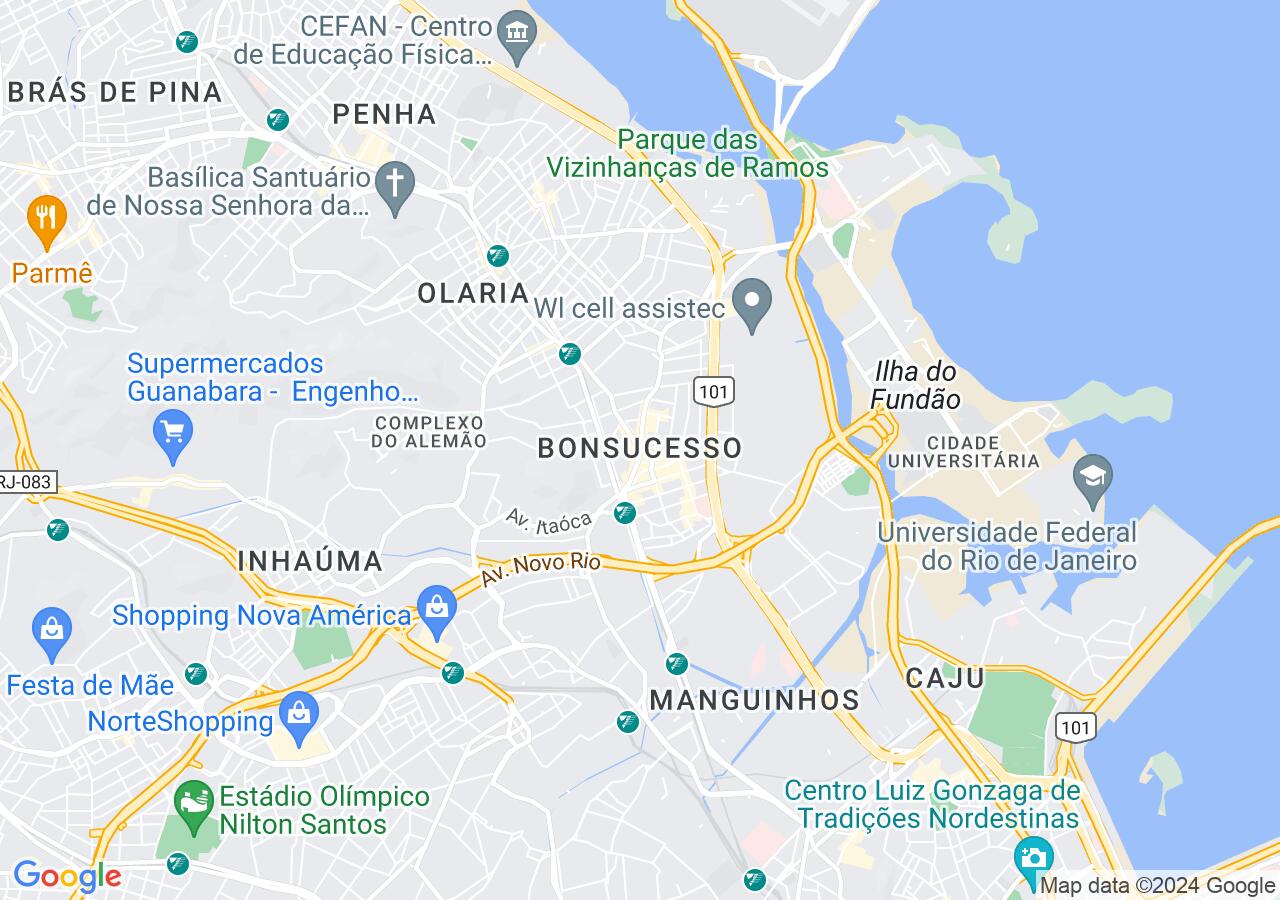Mapa centralizado no bairro Bonsucesso
