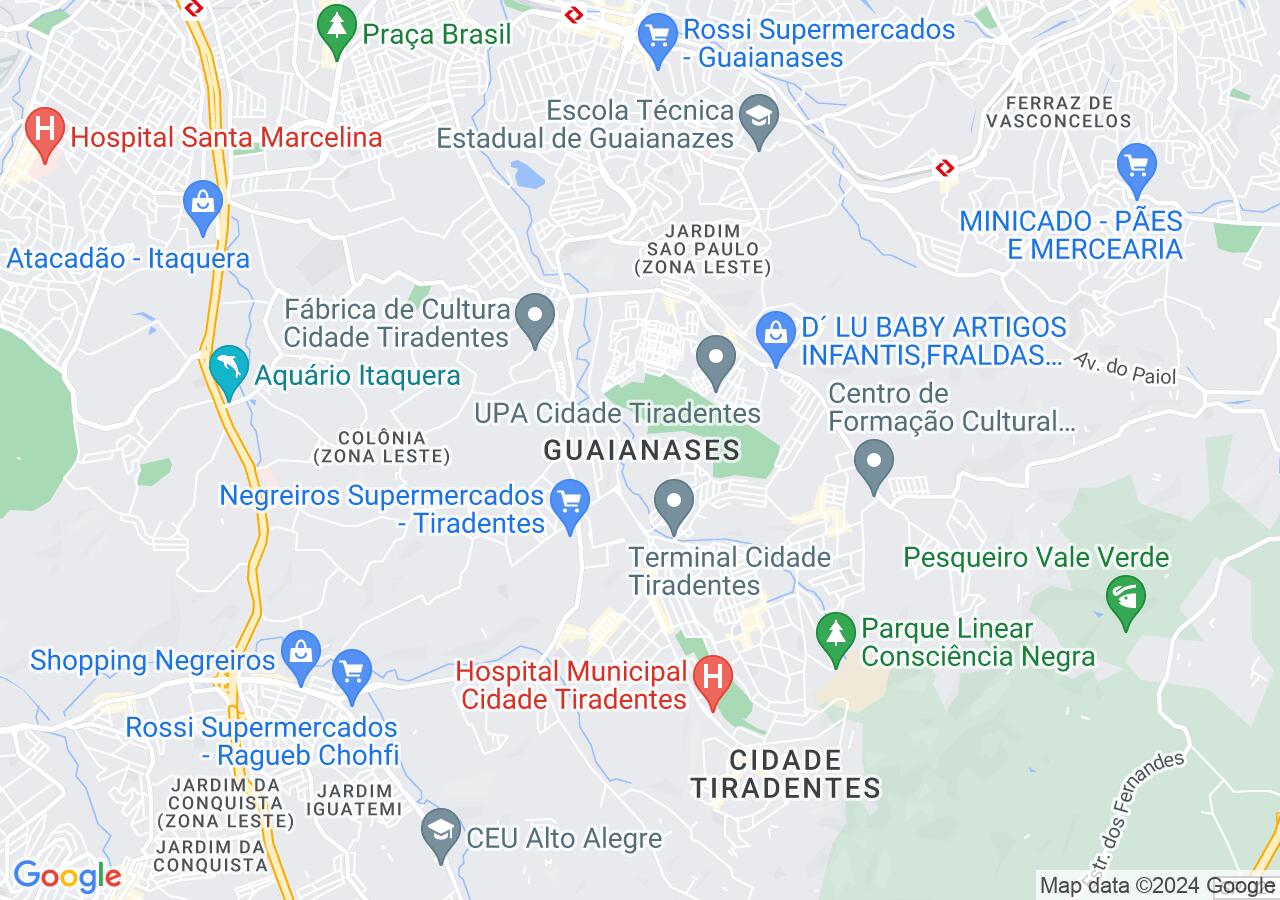 Mapa centralizado no bairro Guaianases
