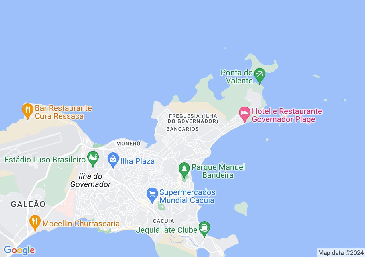 Mapa centralizado no bairro Bancários (Ilha do Governador)