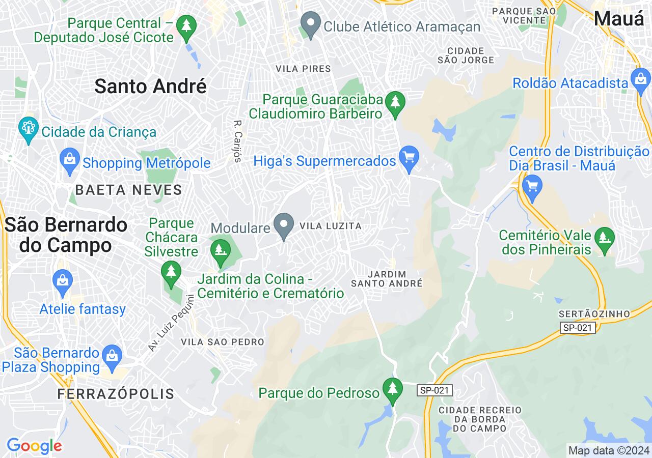 Mapa centralizado no bairro Vila Luzita