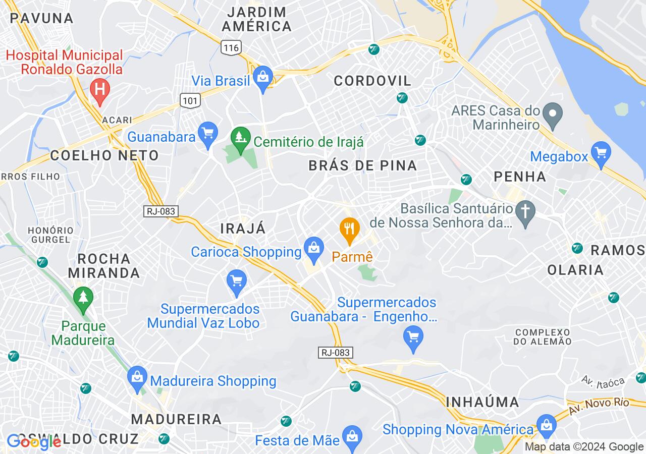 Mapa centralizado no bairro Vila da Penha