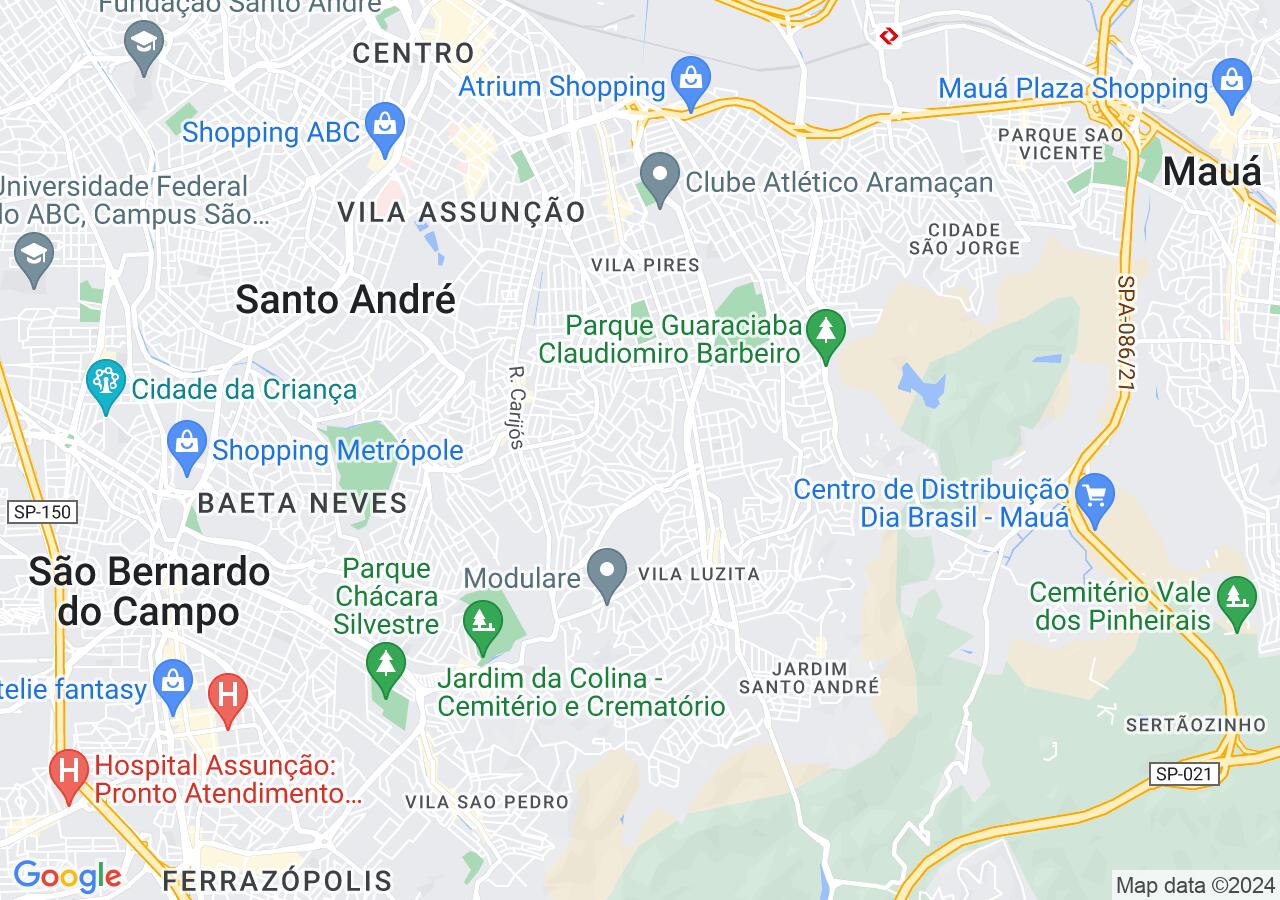 Mapa centralizado no bairro Vila Junqueira