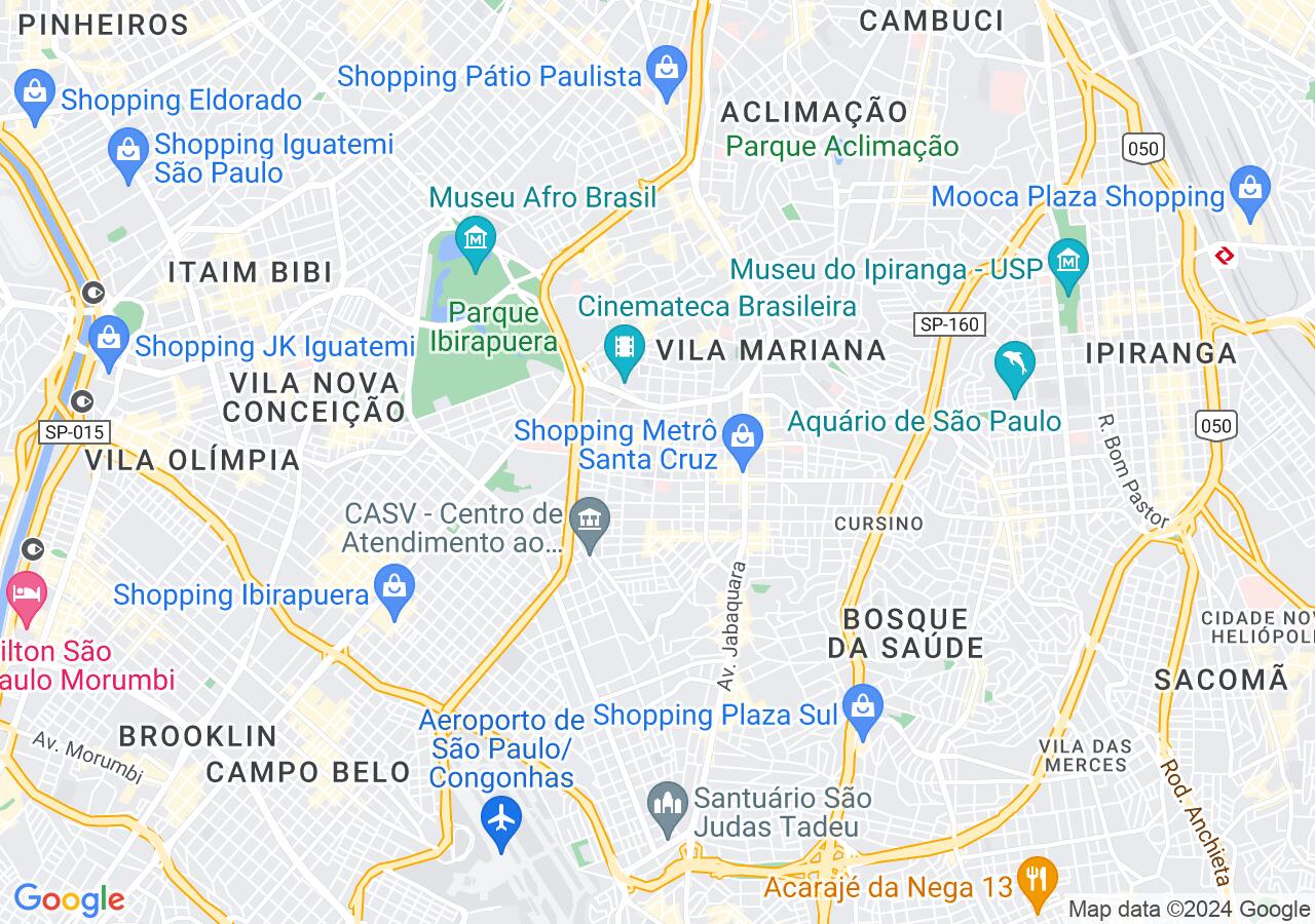 Mapa centralizado no bairro Vila Clementino
