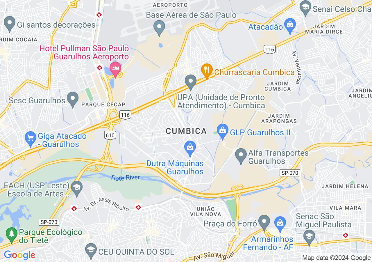 Mapa centralizado no bairro Cumbica
