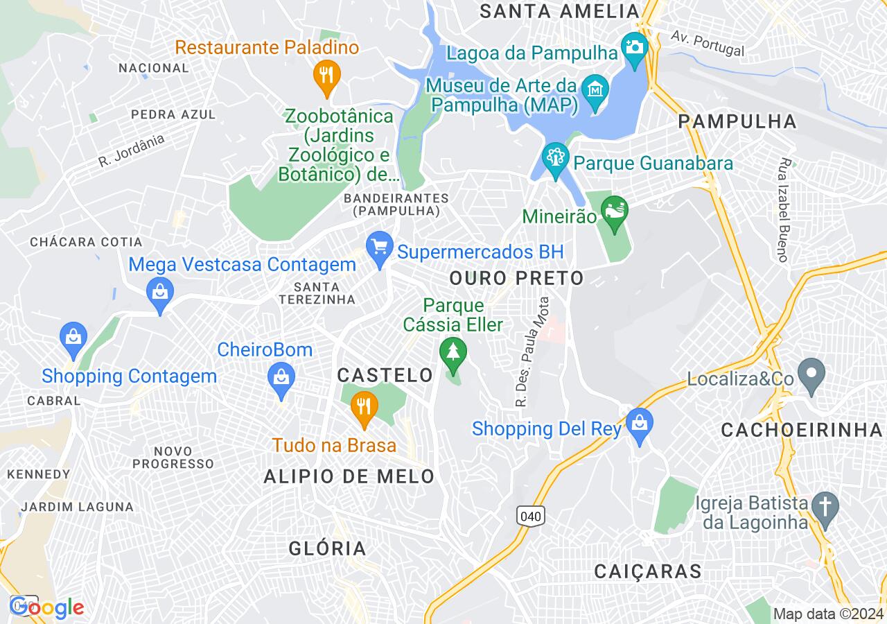 Mapa centralizado no bairro Paquetá