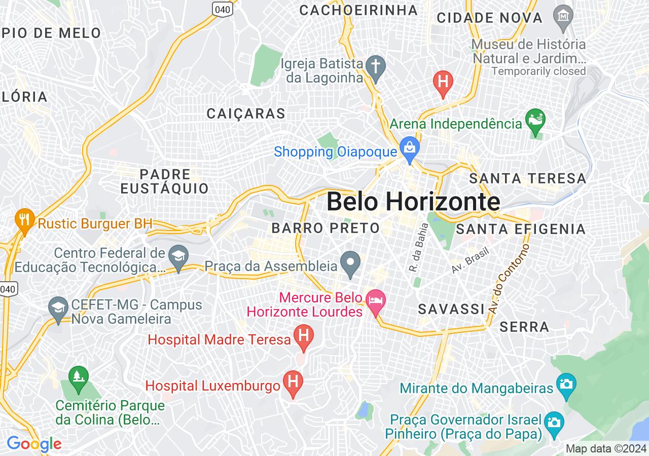 Mapa centralizado no bairro Barro Preto