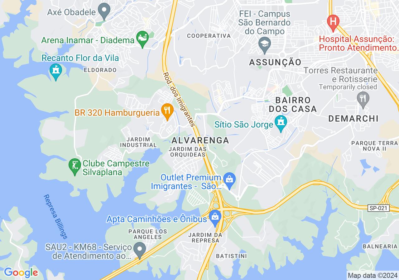 Mapa centralizado no bairro Alvarenga