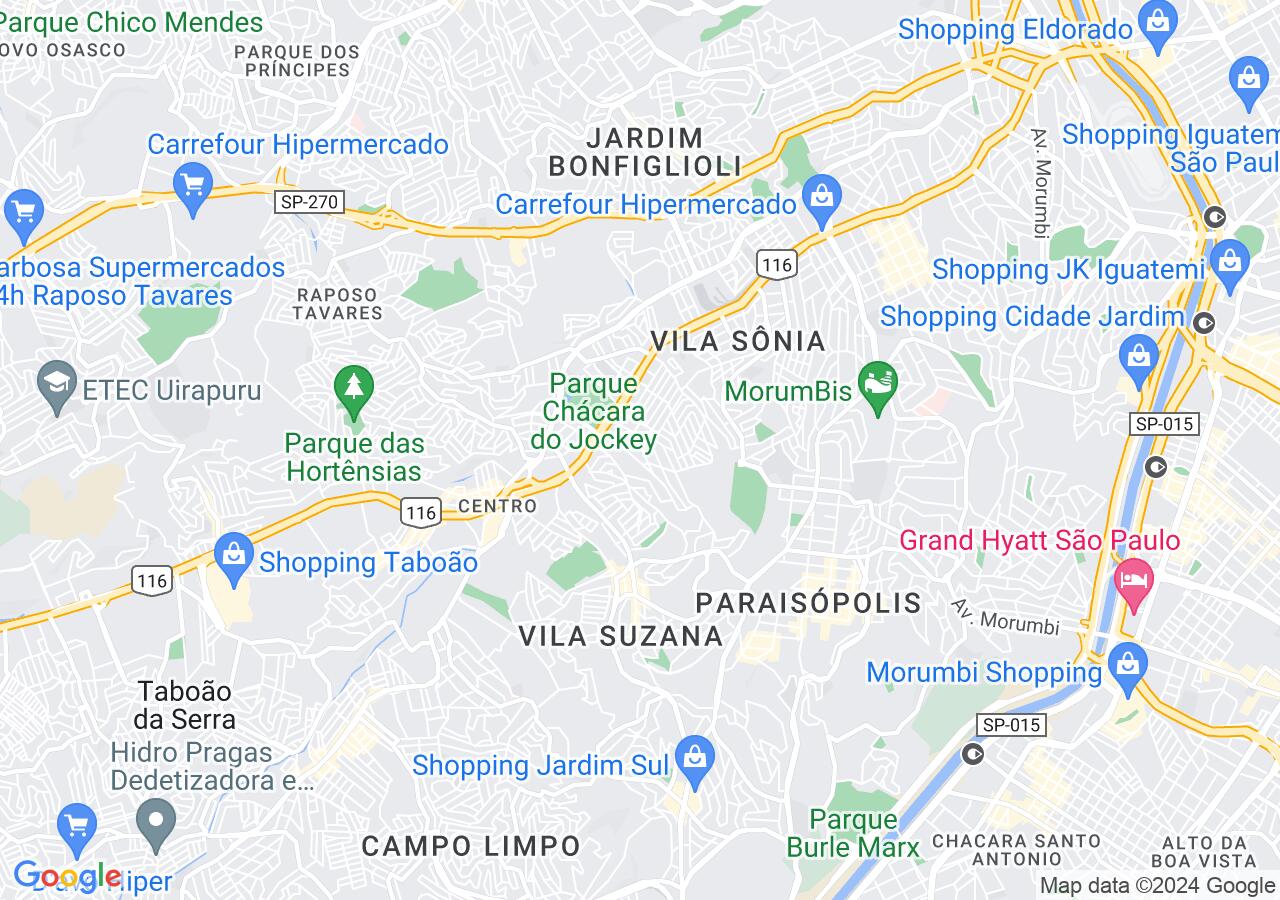 Mapa centralizado no bairro Campo Limpo