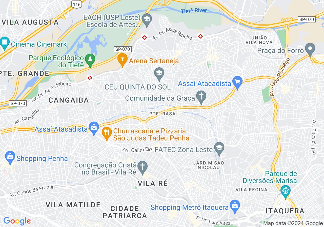 Mapa centralizado no bairro Ponte Rasa