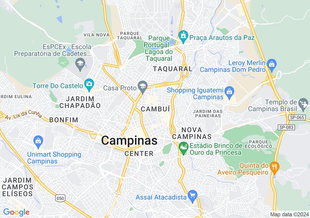 Mapa centralizado no bairro Cambuí