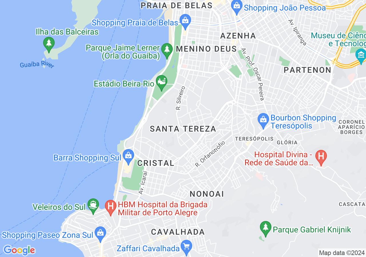 Mapa centralizado no bairro Santa Tereza