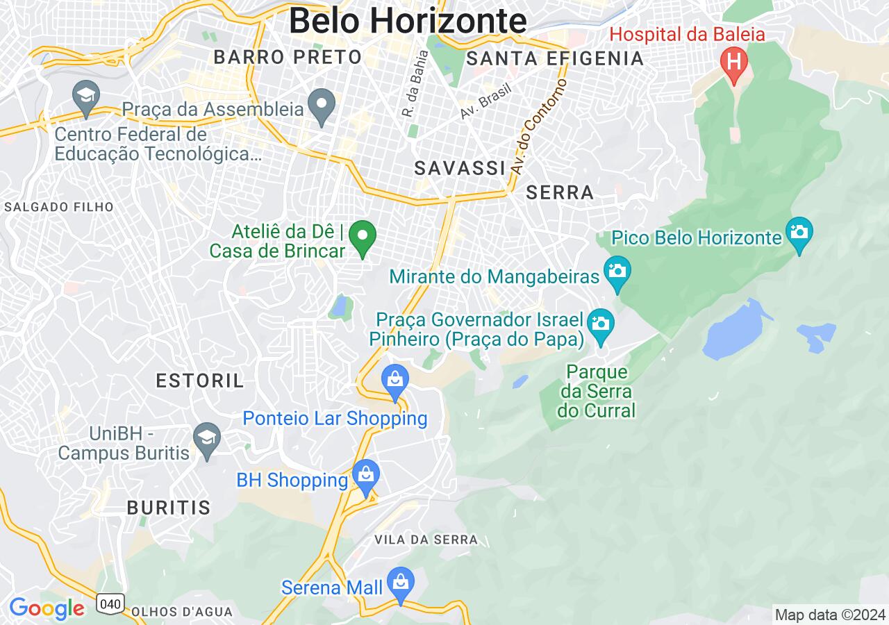Mapa centralizado no bairro Sion