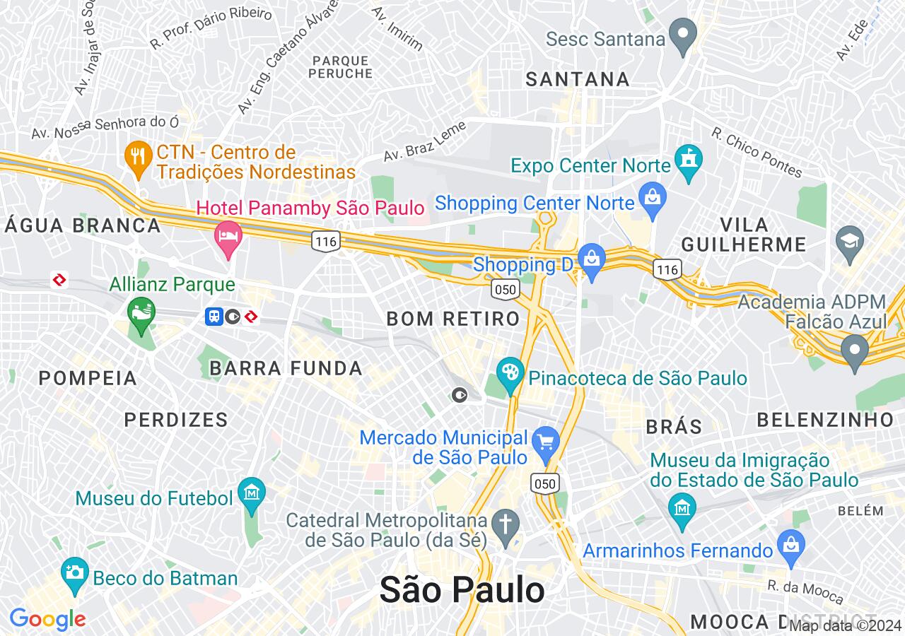 Mapa centralizado no bairro Bom Retiro