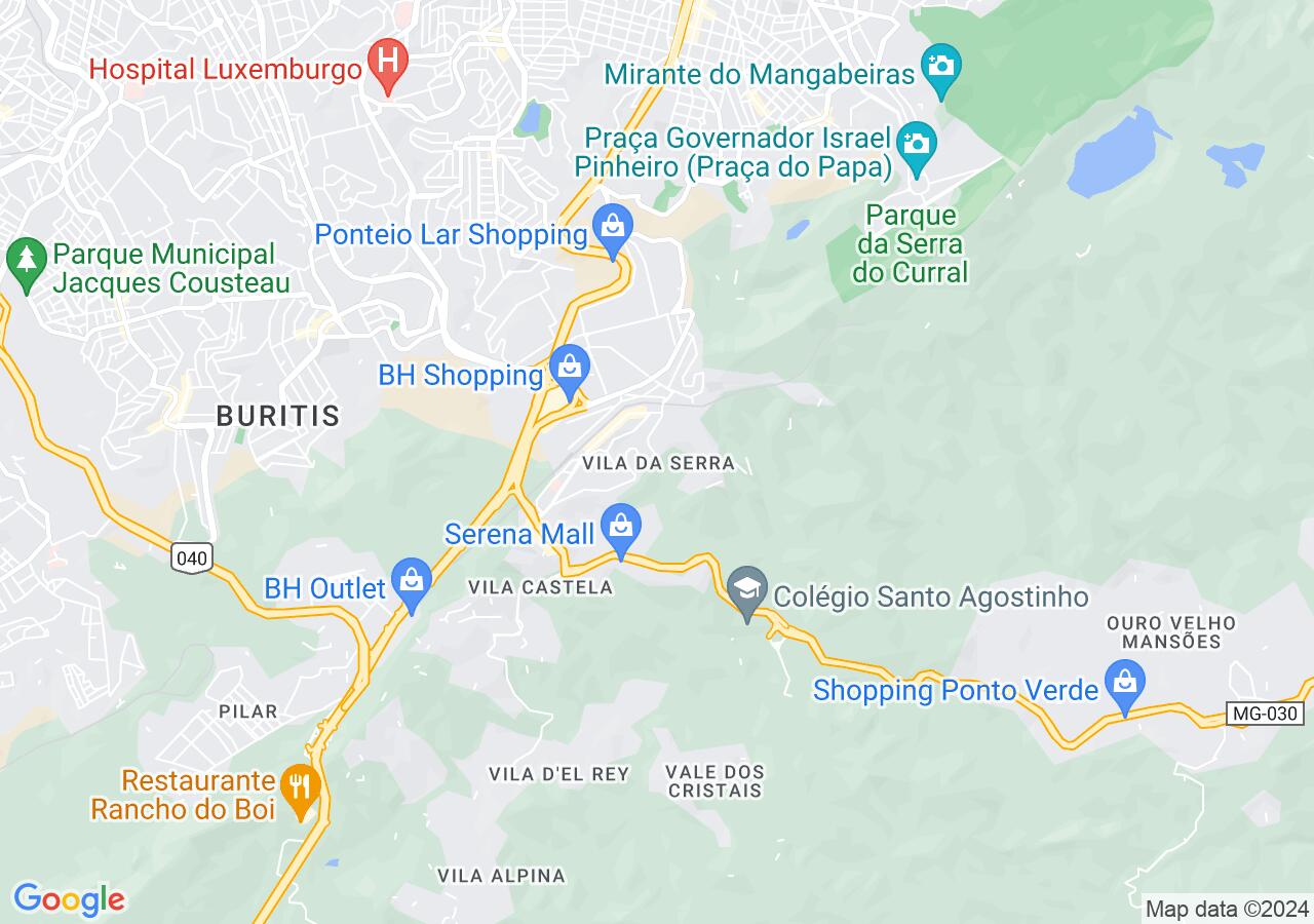 Mapa centralizado no bairro Vila da Serra