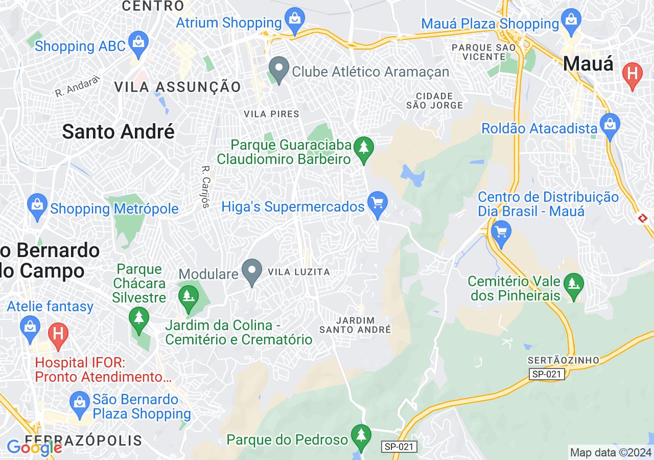 Mapa centralizado no bairro Vila Lutécia