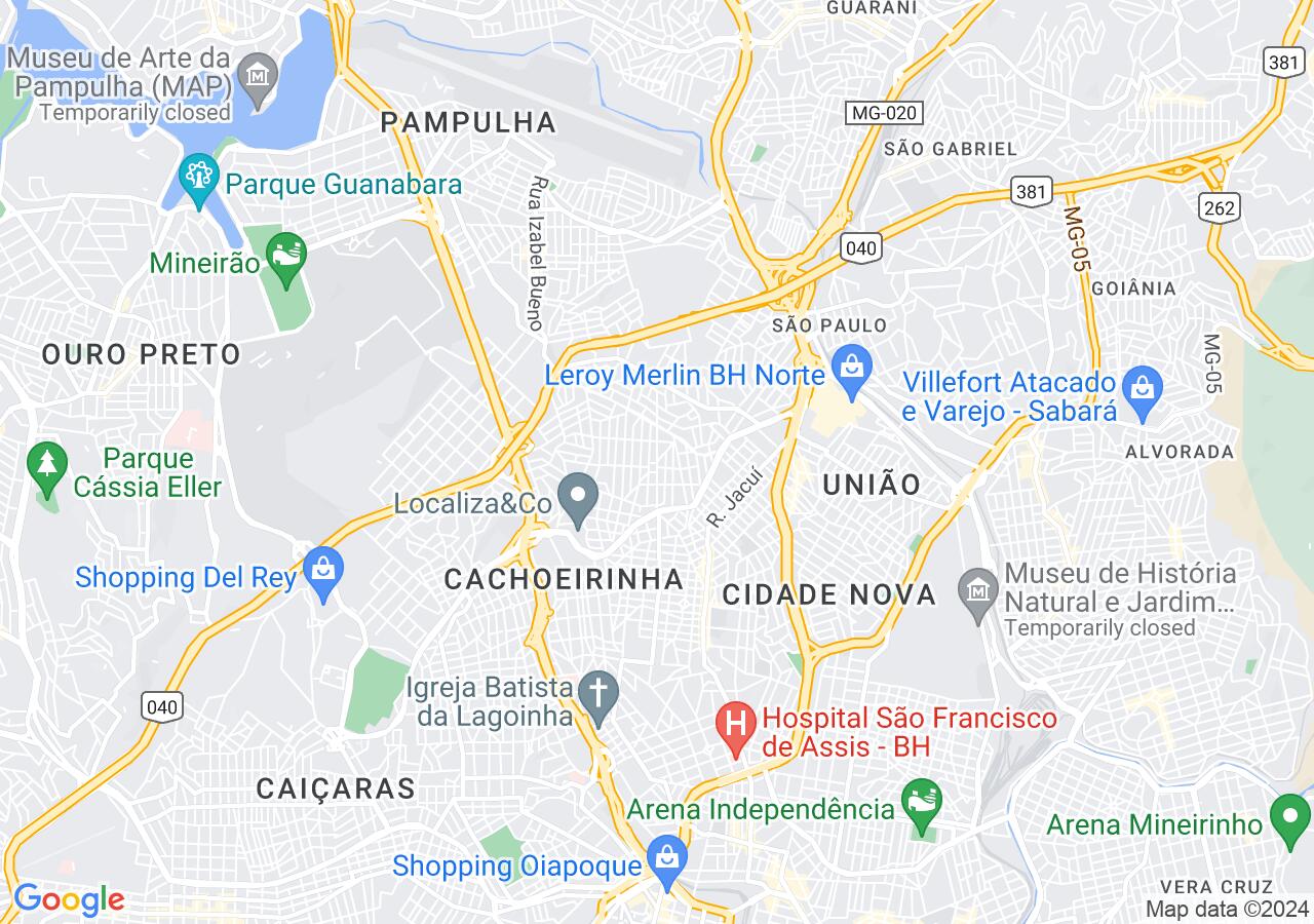 Mapa centralizado no bairro Santa Cruz