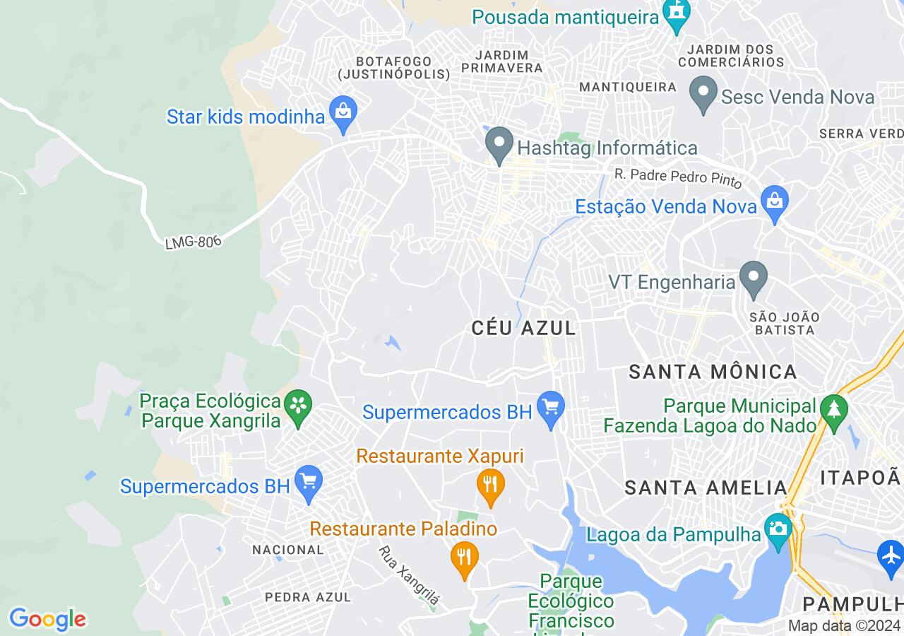 Mapa centralizado no bairro Luar Da Pampulha (Justinópolis)
