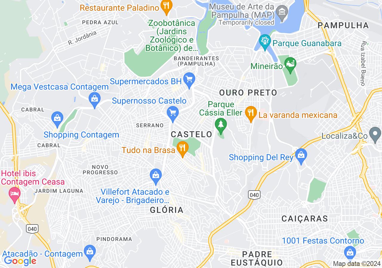 Mapa centralizado no bairro Castelo
