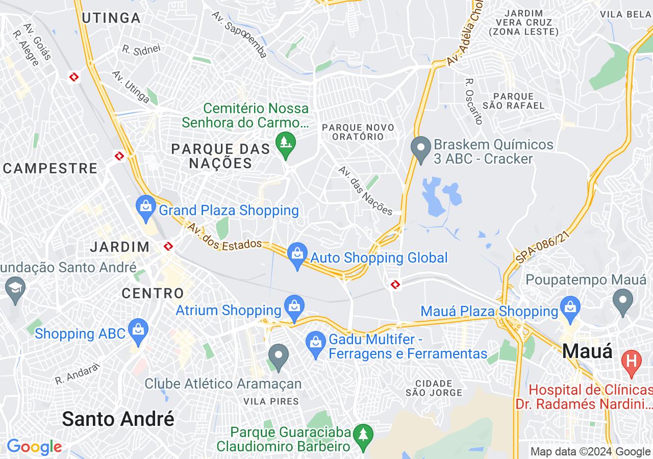 Mapa centralizado no bairro Jardim Alzira Franco