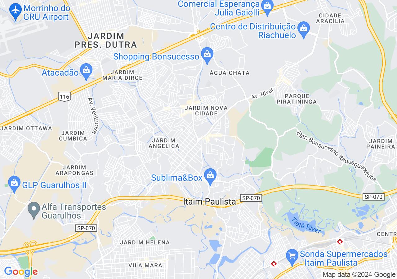 Mapa centralizado no bairro Pimentas
