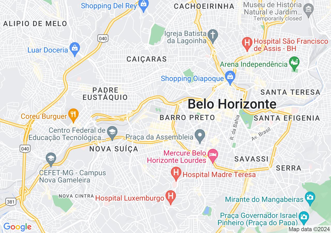 Mapa centralizado no bairro Prado