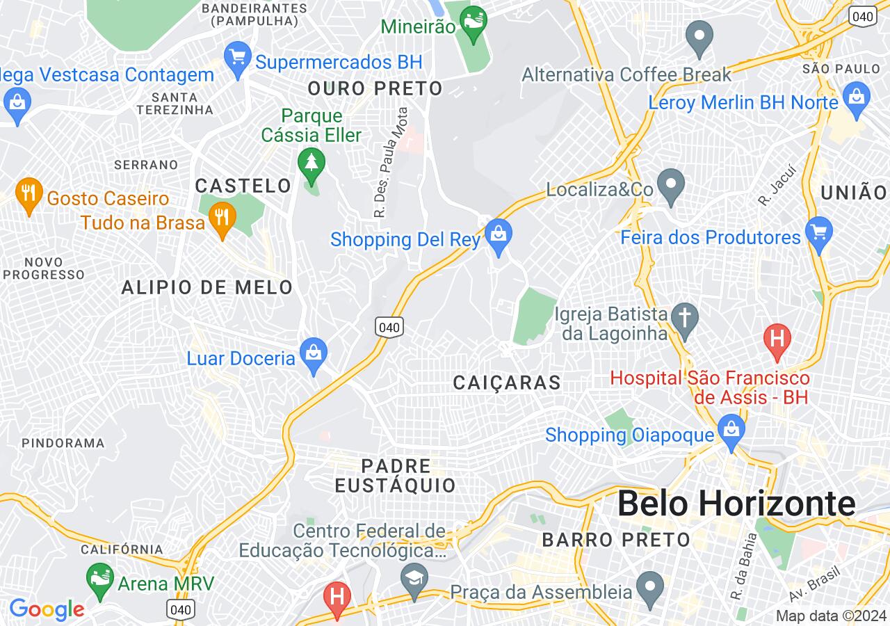 Mapa centralizado no bairro Alto Caiçaras