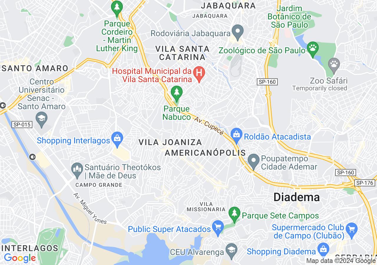 Mapa centralizado no bairro Cidade Ademar