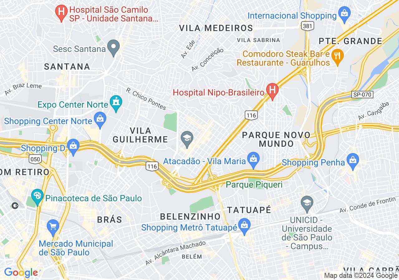 Mapa centralizado no bairro Vila Maria