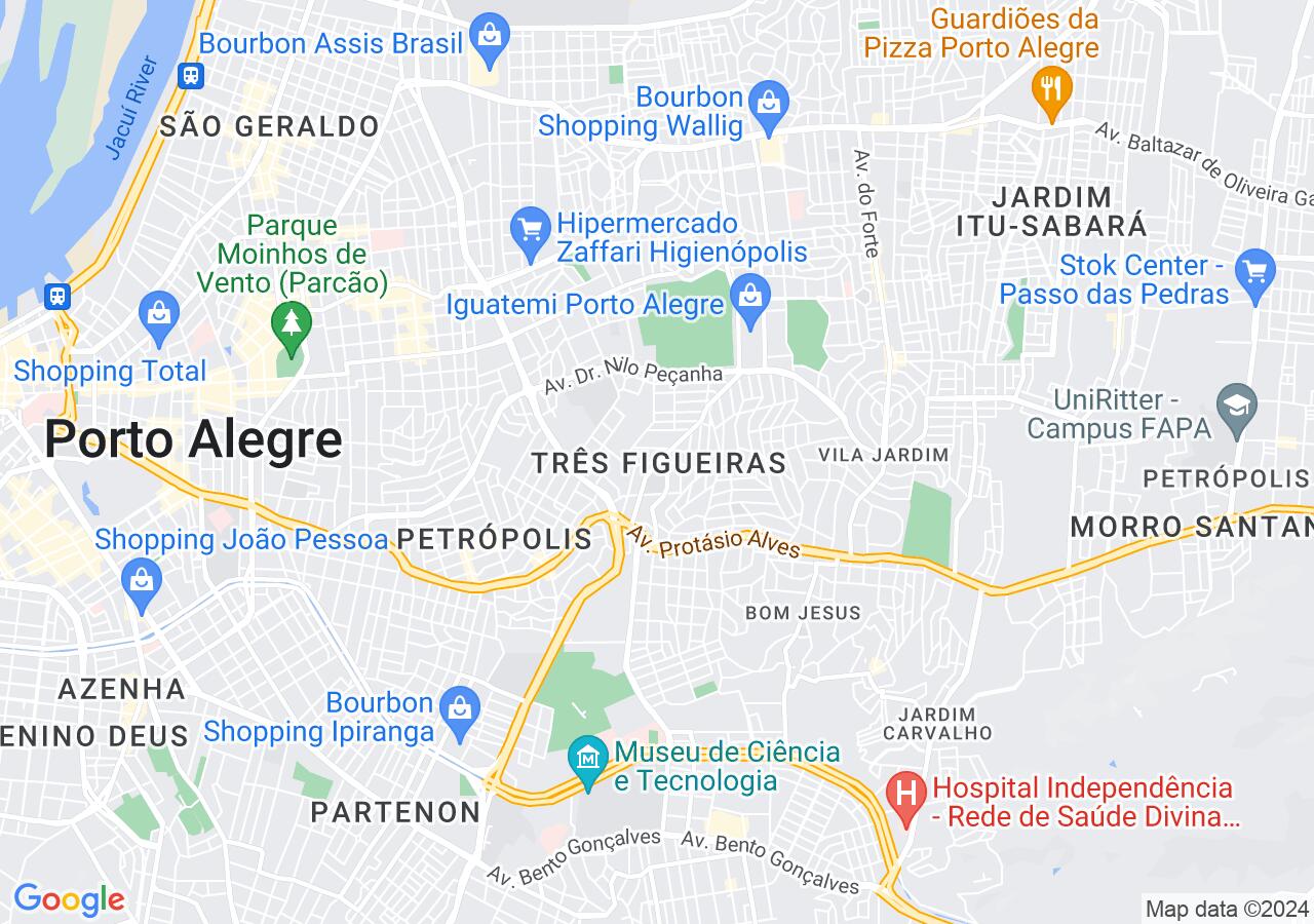 Mapa centralizado no bairro Três Figueiras