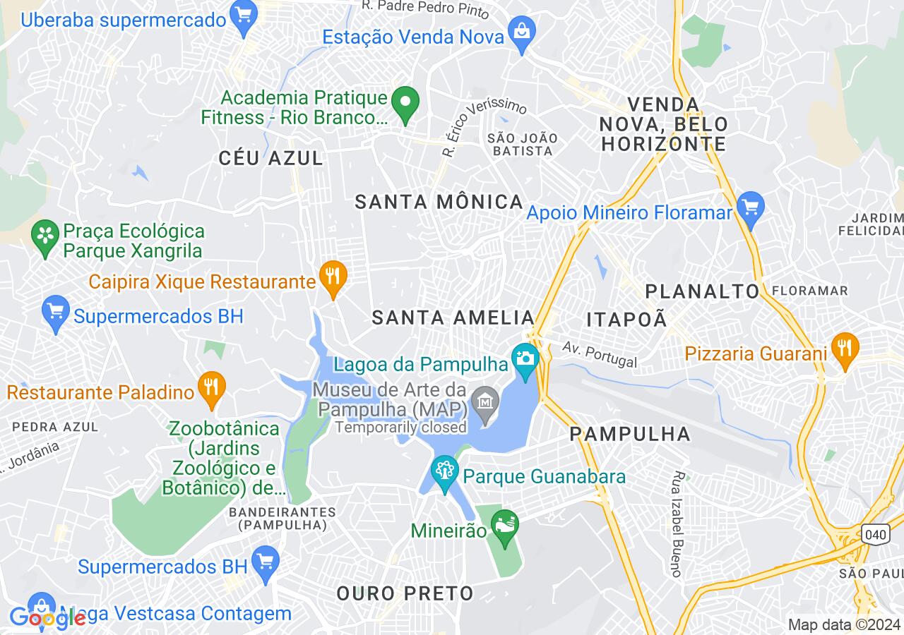 Mapa centralizado no bairro Santa Amélia