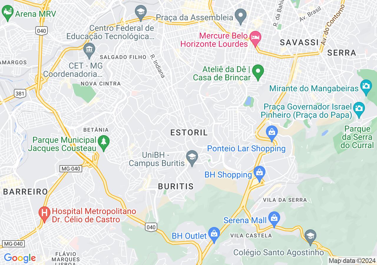 Mapa centralizado no bairro Estoril