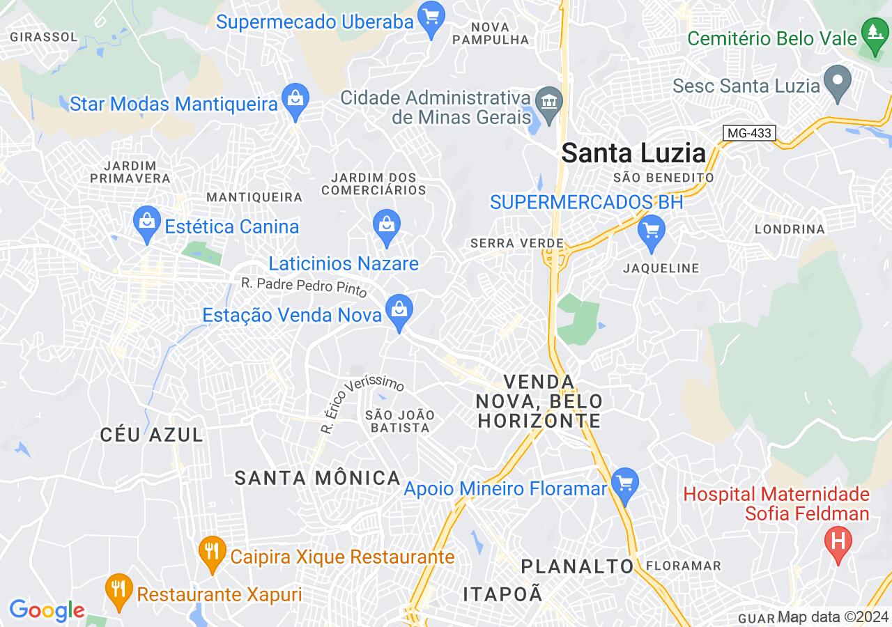 Mapa centralizado no bairro Cenaculo