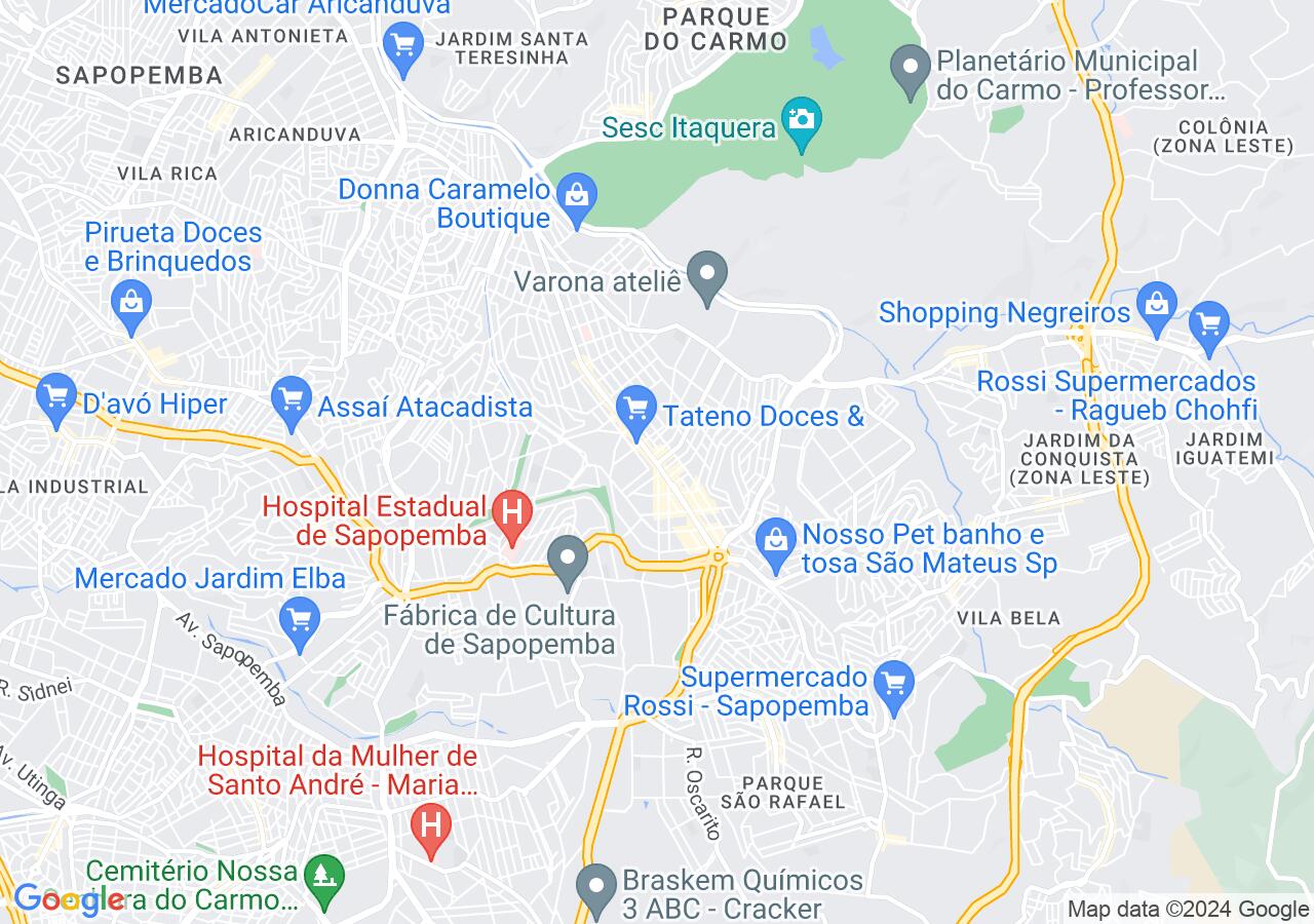 Mapa centralizado no bairro Cidade São Mateus