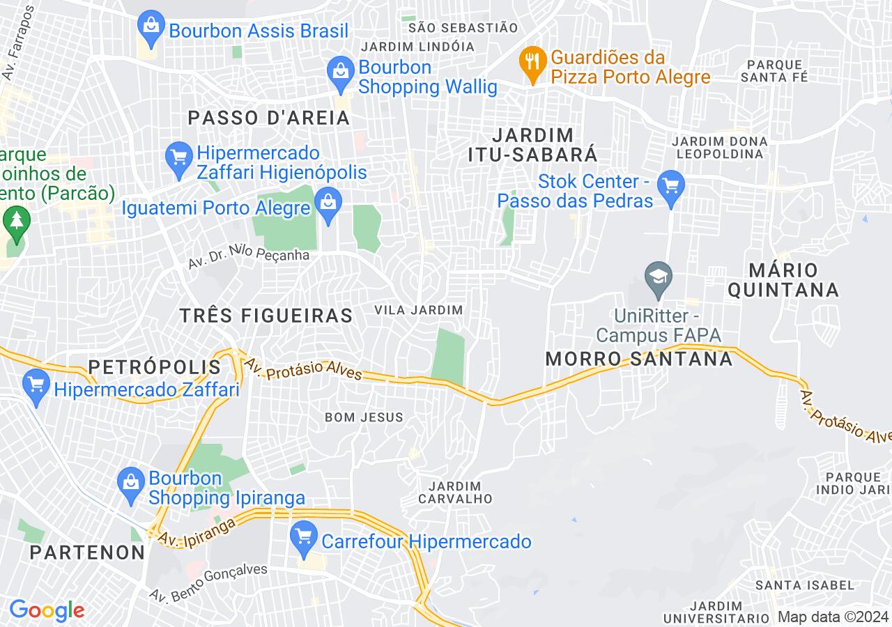Mapa centralizado no bairro Jardim Sabará