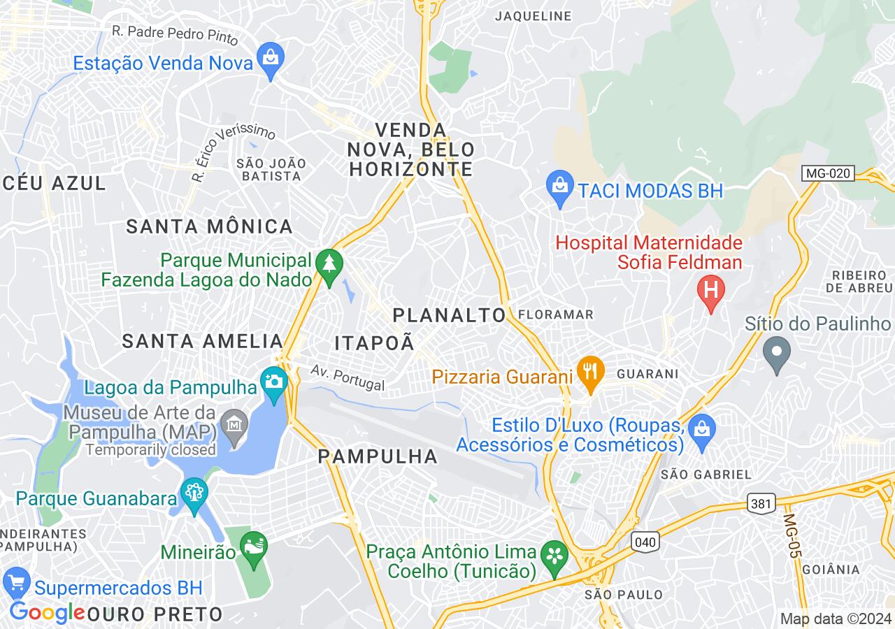 Mapa centralizado no bairro Planalto