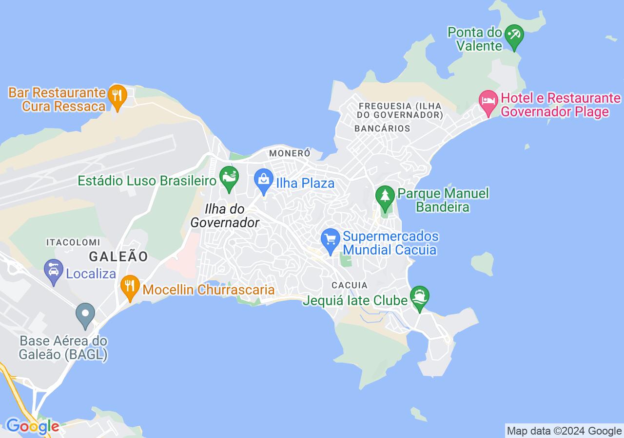Mapa centralizado no bairro Jardim Carioca (Ilha do Governador)