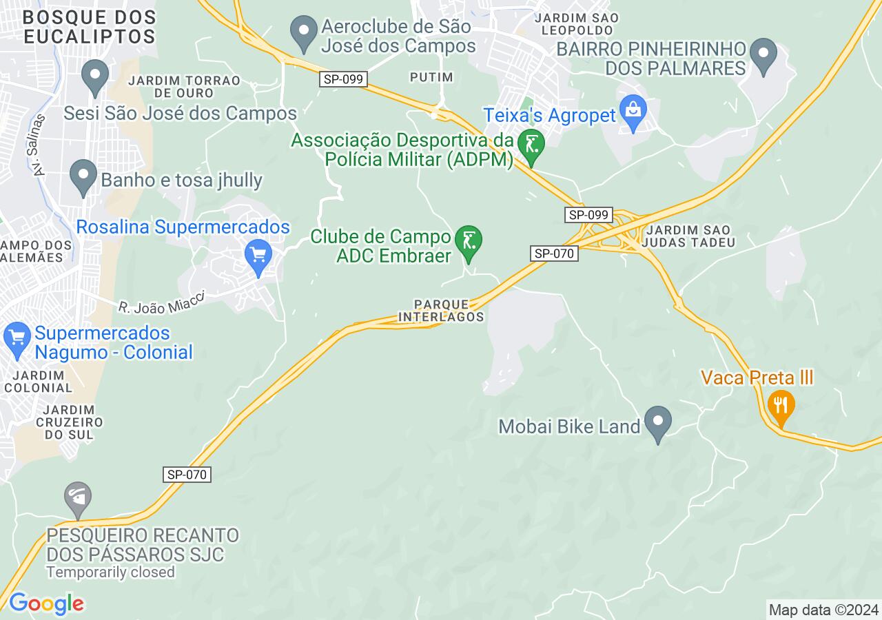 Mapa centralizado no bairro Parque Interlagos