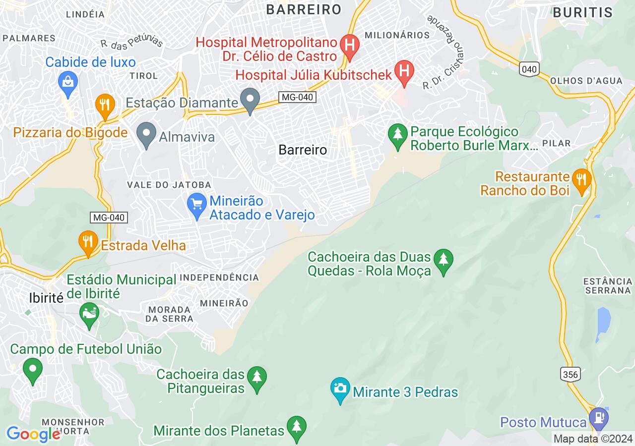 Mapa centralizado no bairro Solar do Barreiro