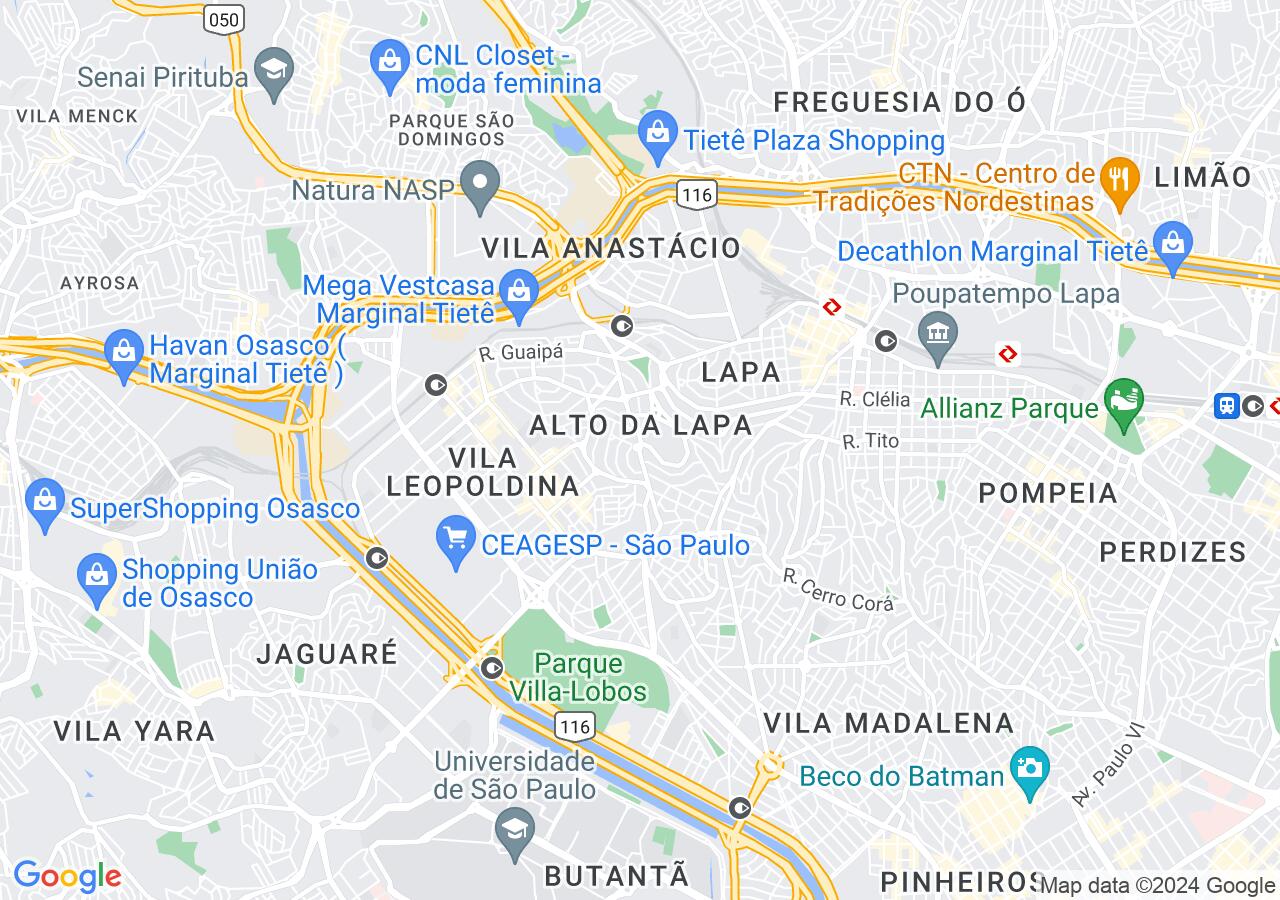 Mapa centralizado no bairro Alto da Lapa