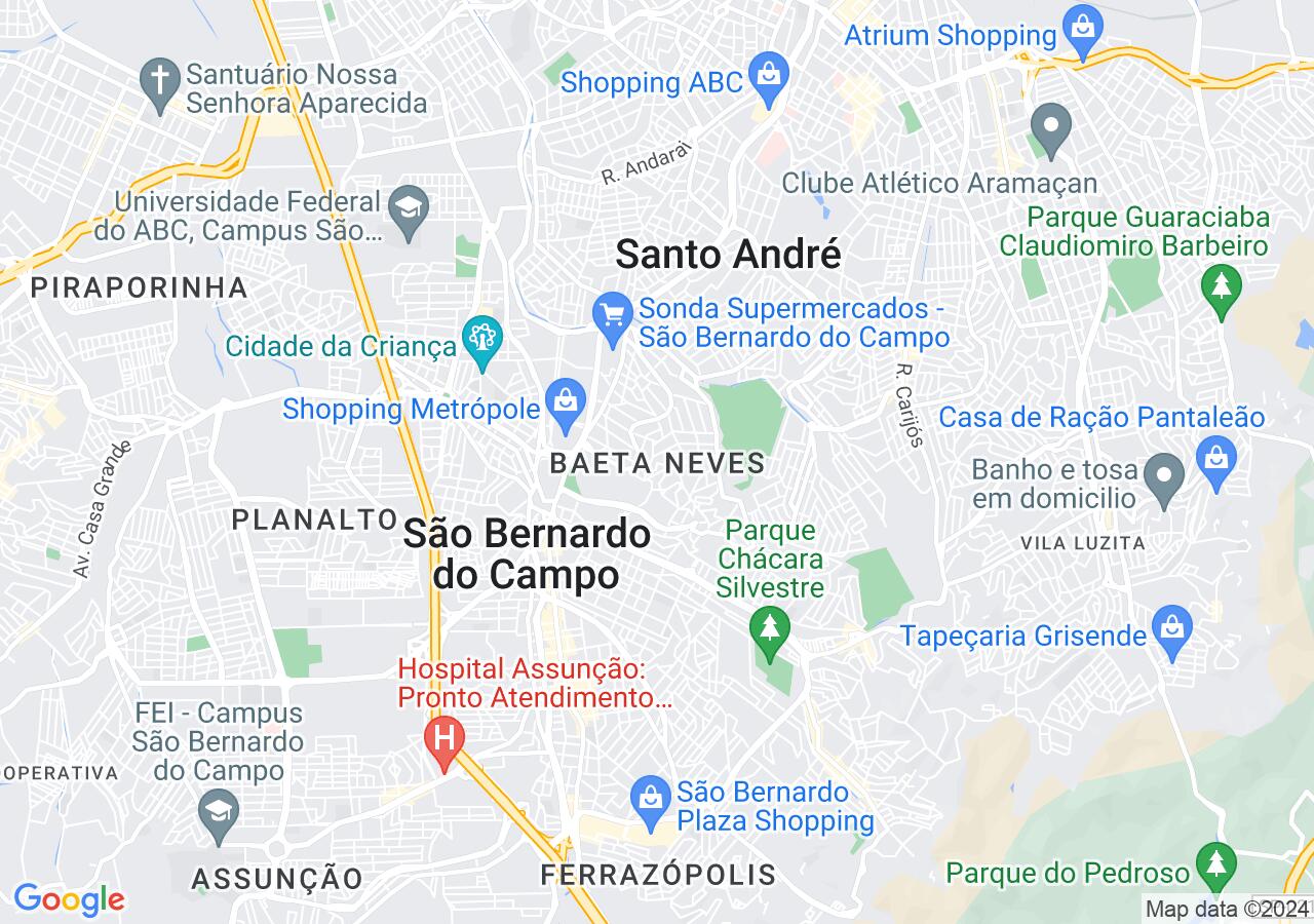 Mapa centralizado no bairro Baeta Neves