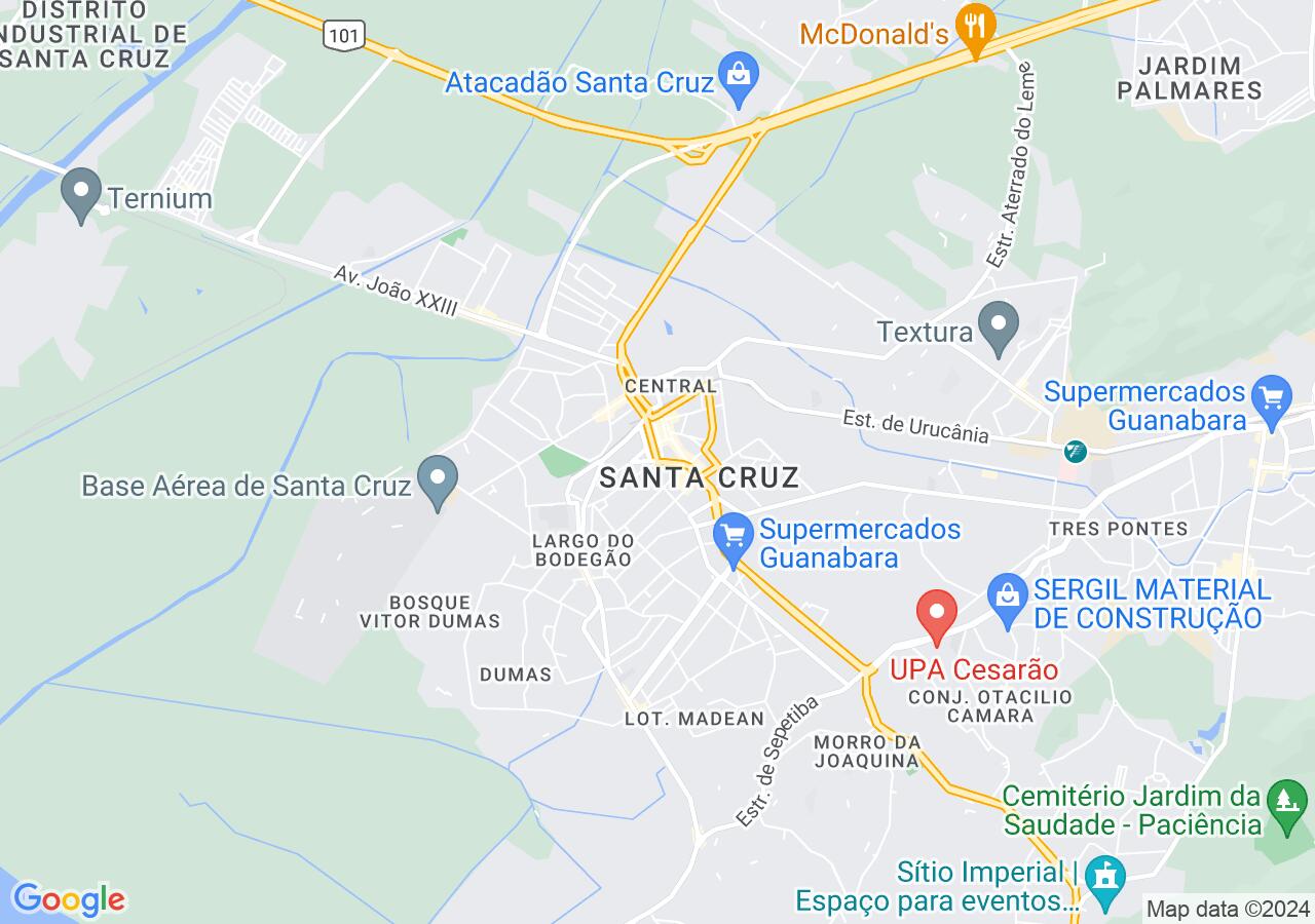 Mapa centralizado no bairro Santa Cruz