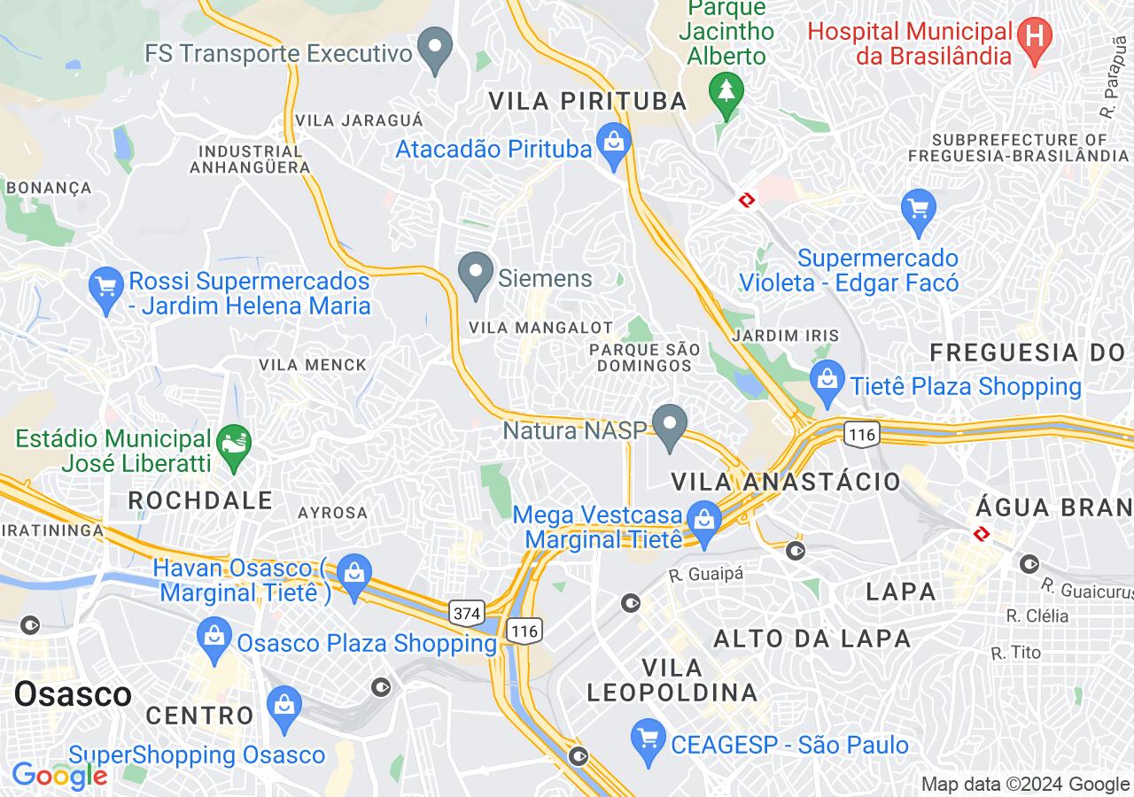 Mapa centralizado no bairro Vila Mangalot