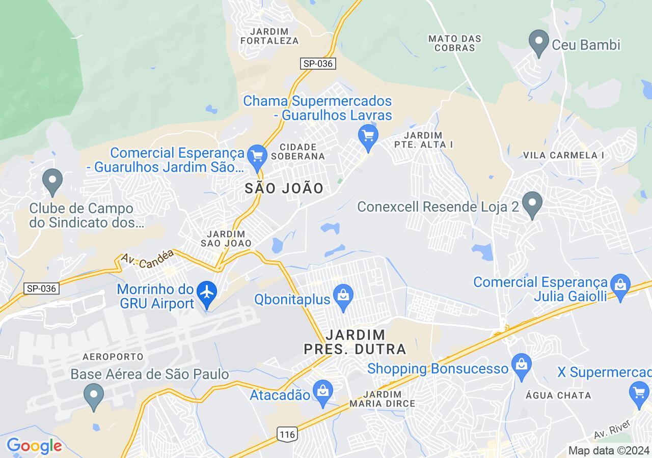 Mapa centralizado no bairro Lavras