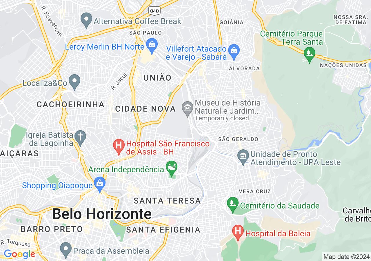Mapa centralizado no bairro Horto