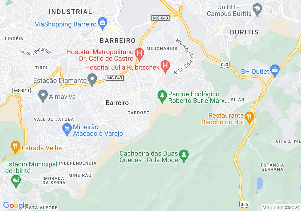 Mapa centralizado no bairro Flávio de Oliveira