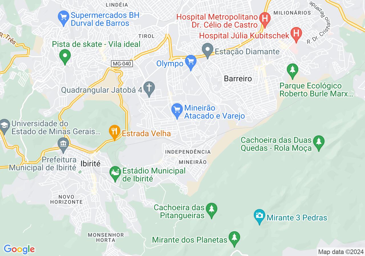 Mapa centralizado no bairro Petrópolis