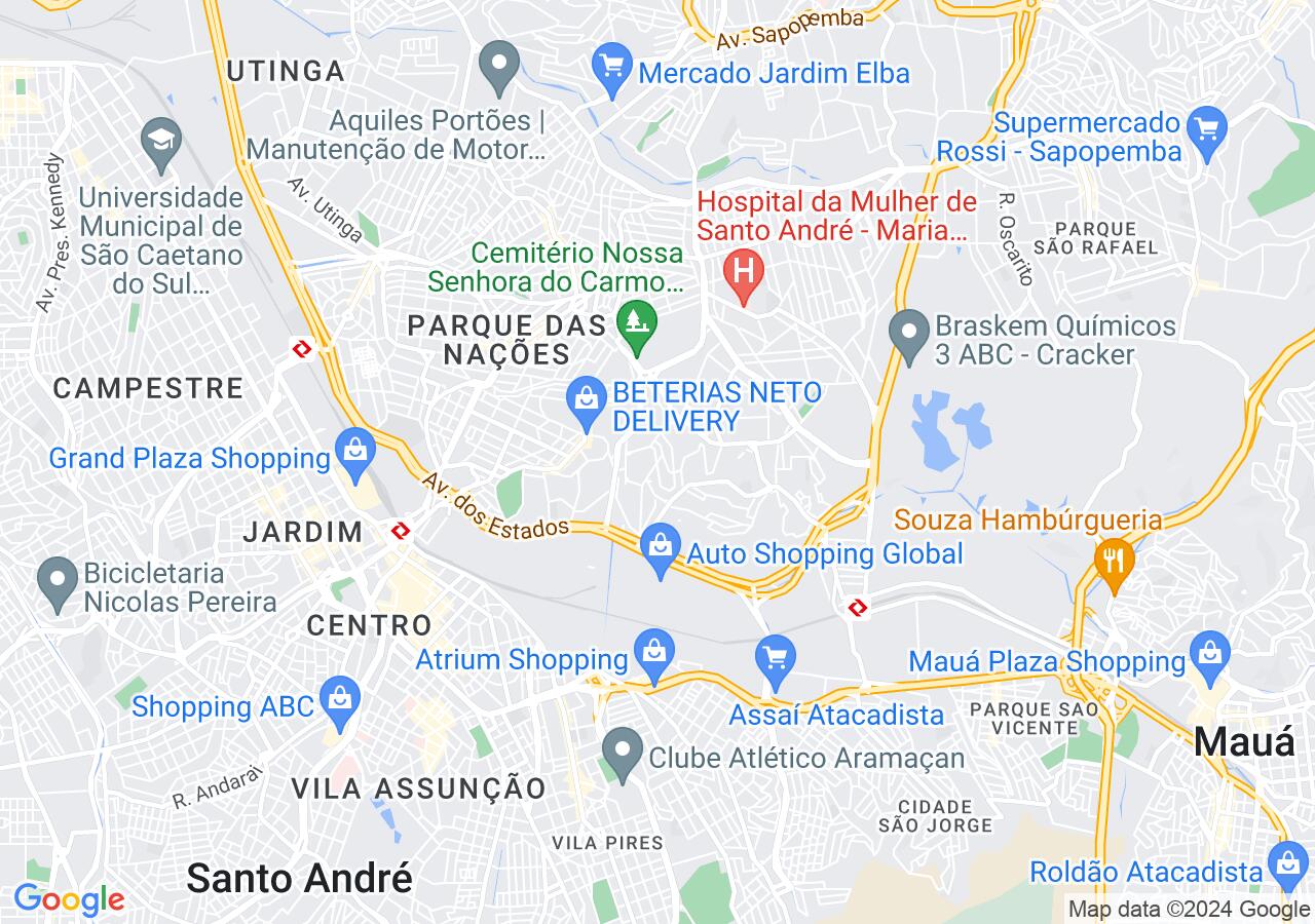 Mapa centralizado no bairro Parque João Ramalho