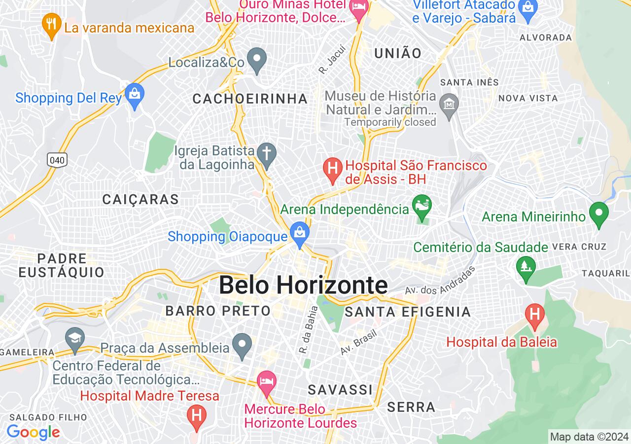 Mapa centralizado no bairro Colégio Batista