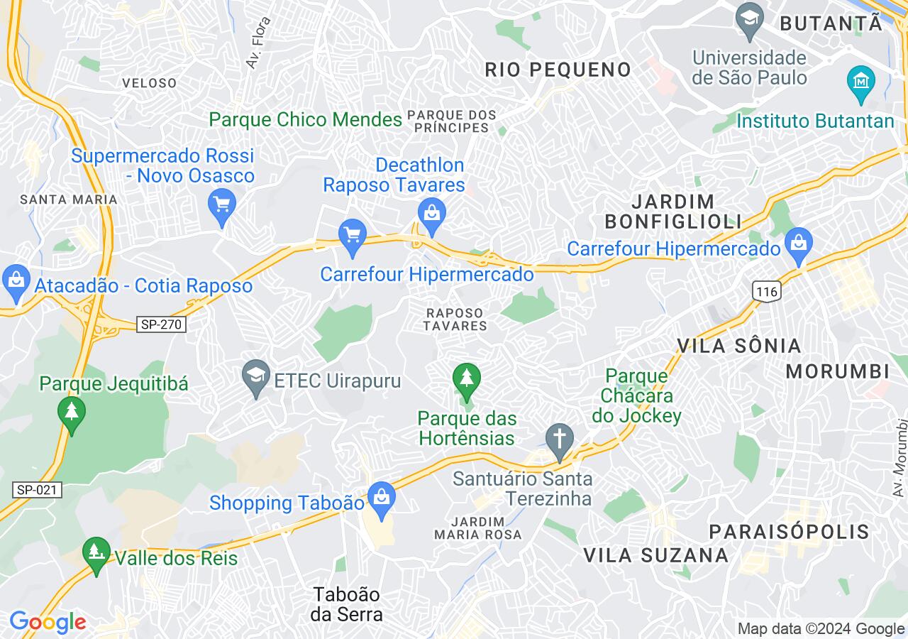 Mapa centralizado no bairro Raposo Tavares