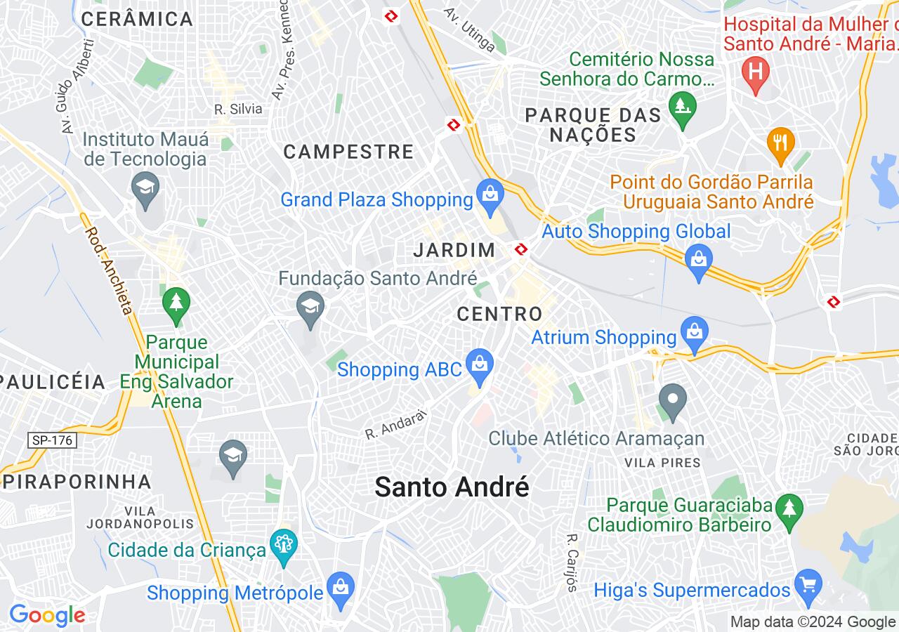 Mapa centralizado no bairro Vila Bastos